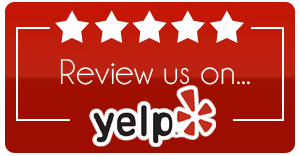 A yelp review button with stars and the word " yelp ".